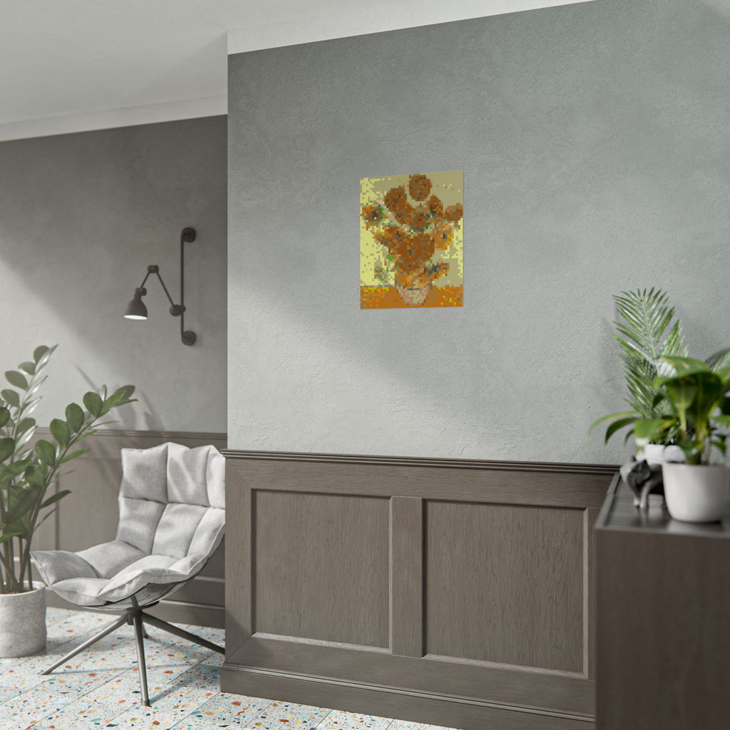 Sunflowers Pixel-Style Rolled Art Print