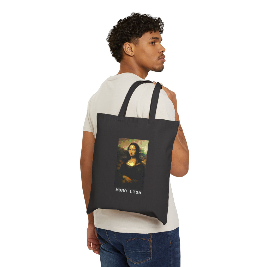 The Mona Lisa Pixel Art Tote Bag — Famous Artwork Canvas Tote