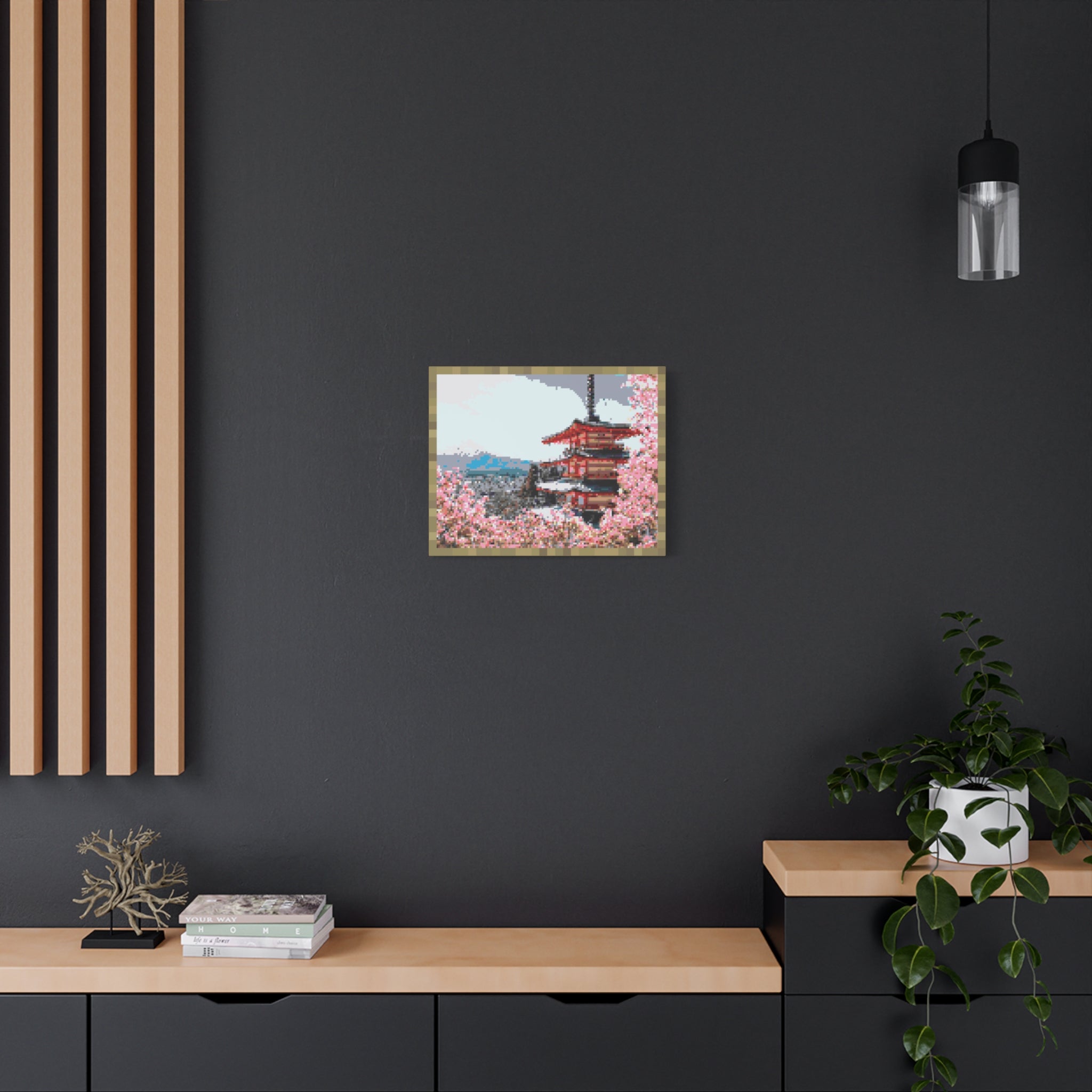 Japanese Cherry Blossom Name Pixel-Style Matte Canvas Print