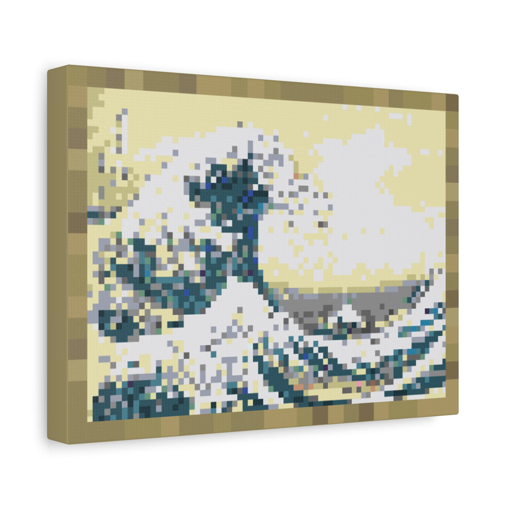 The Great Wave Pixel-Style Matte Canvas Print