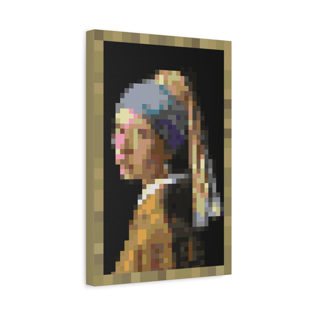 Girl with a Pearl Earring Pixel-Style Matte Canvas Print
