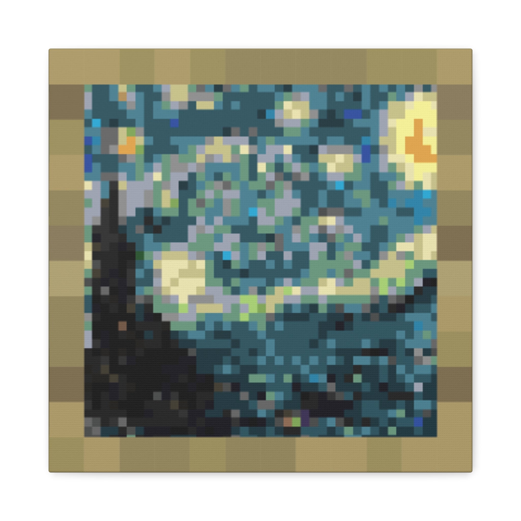 Starry Night Pixel-Style Matte Canvas Print