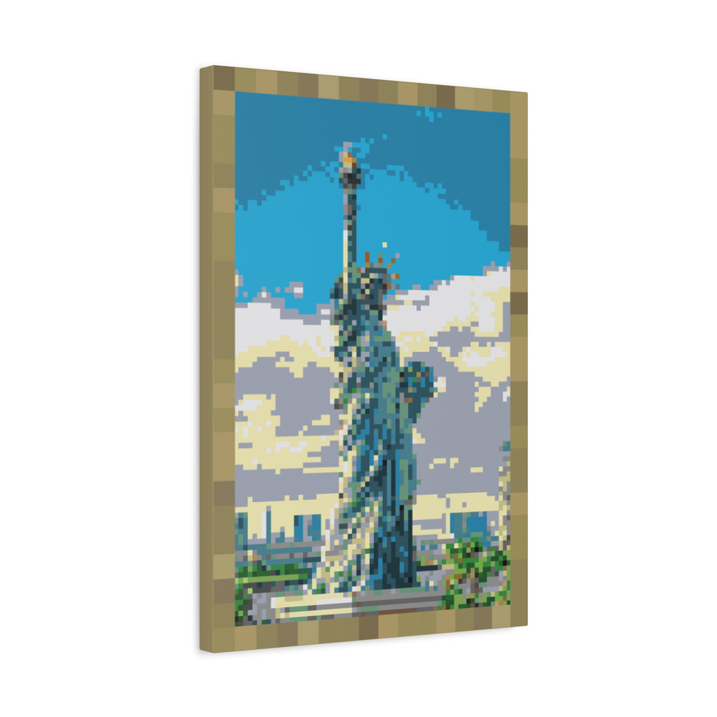 Statue of Liberty Pixel-Style Matte Canvas Print