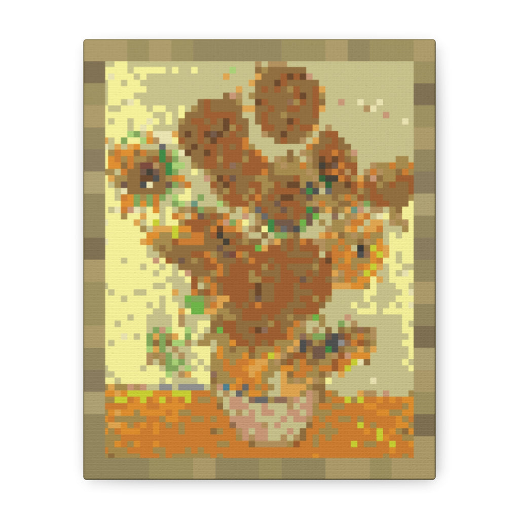Sunflowers Pixel-Style Matte Canvas Print