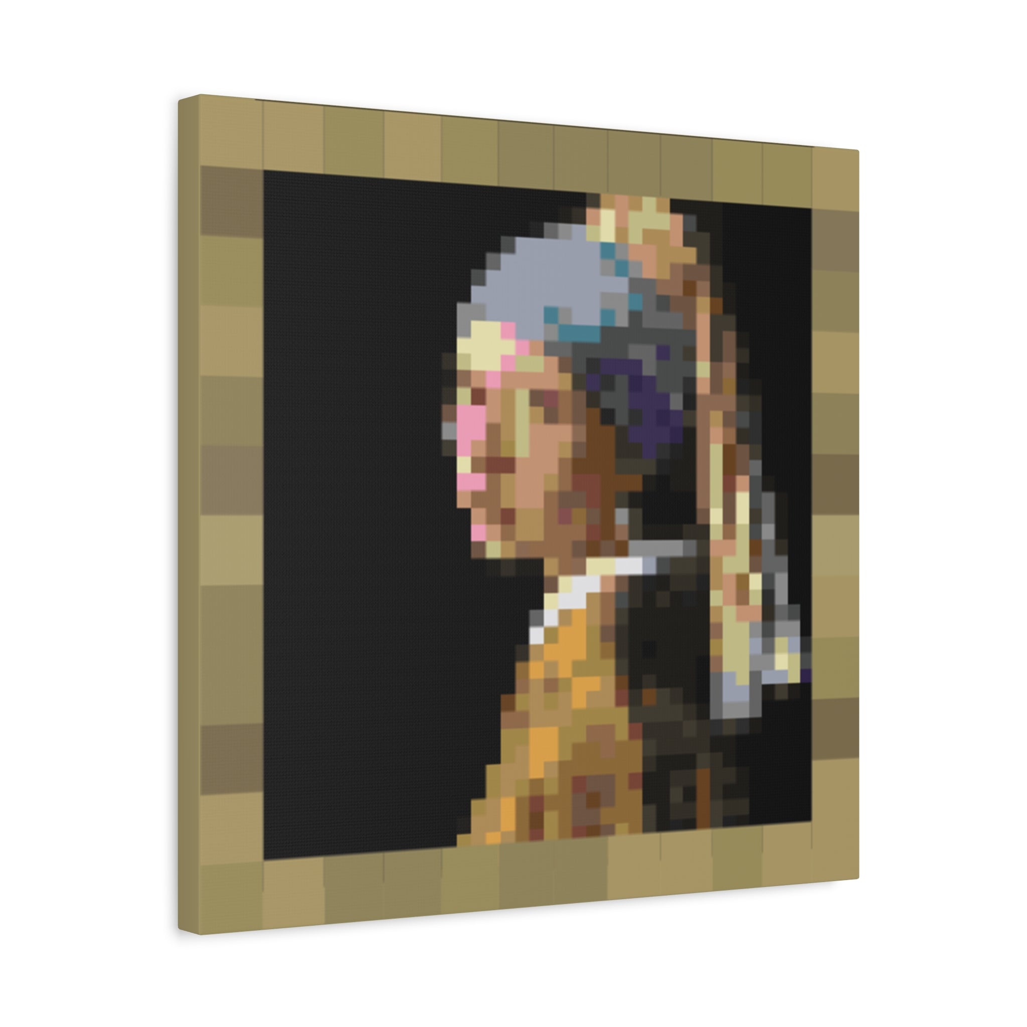 Girl with a Pearl Earring Pixel-Style Matte Canvas Print