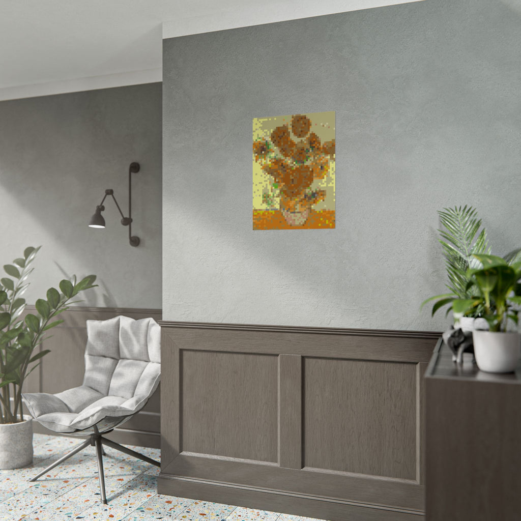 Sunflowers Pixel-Style Rolled Art Print