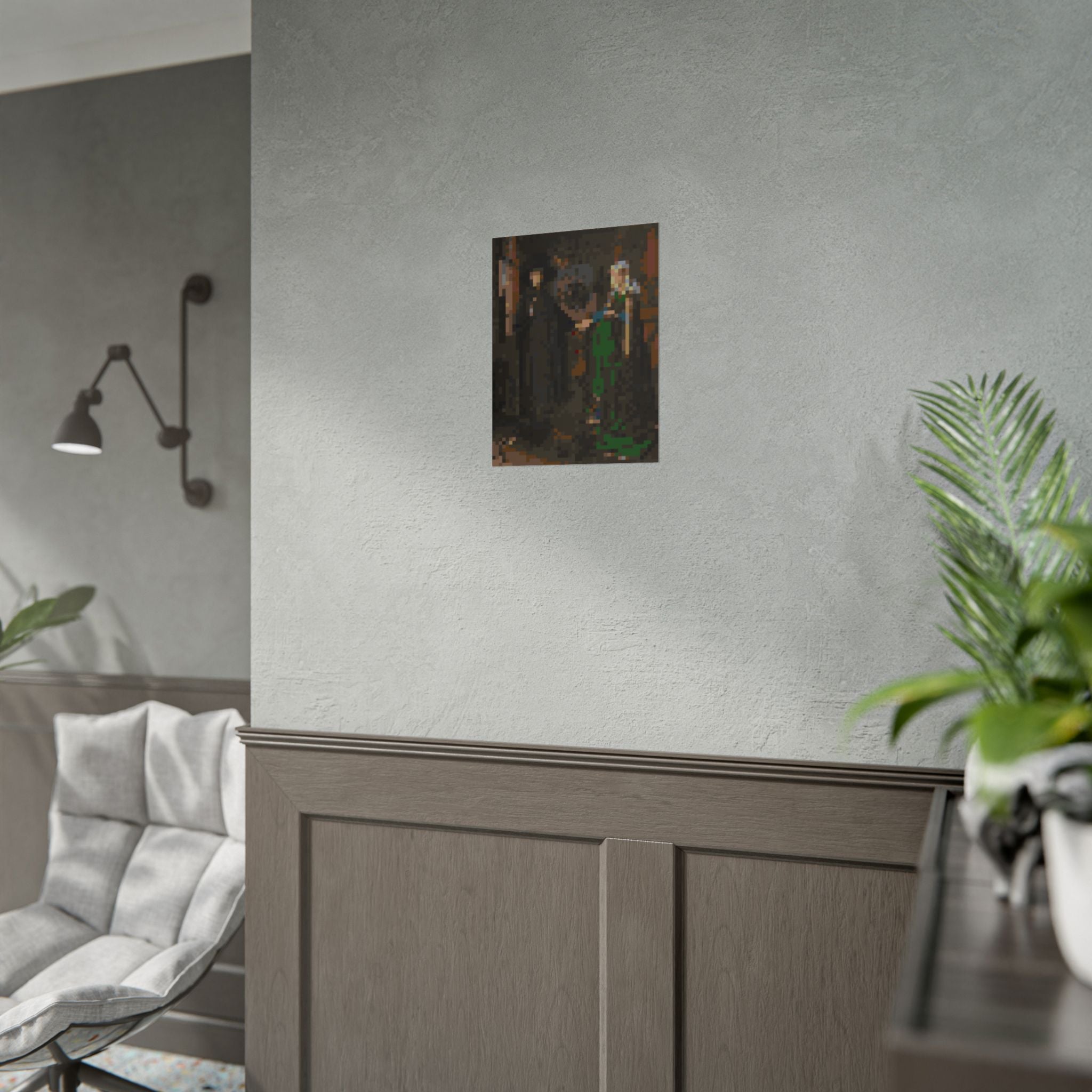 The Arnolfini Portrait Pixel-Style Rolled Art Print