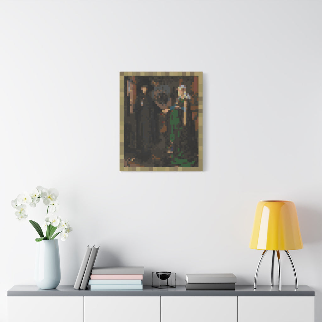 The Arnolfini Portrait Pixel-Style Matte Canvas Print