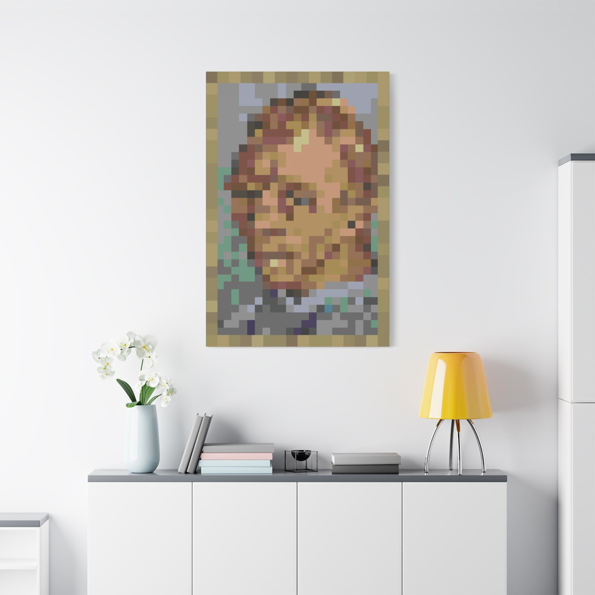 L'artiste Sans Barbe Pixel-Style Matte Canvas Print