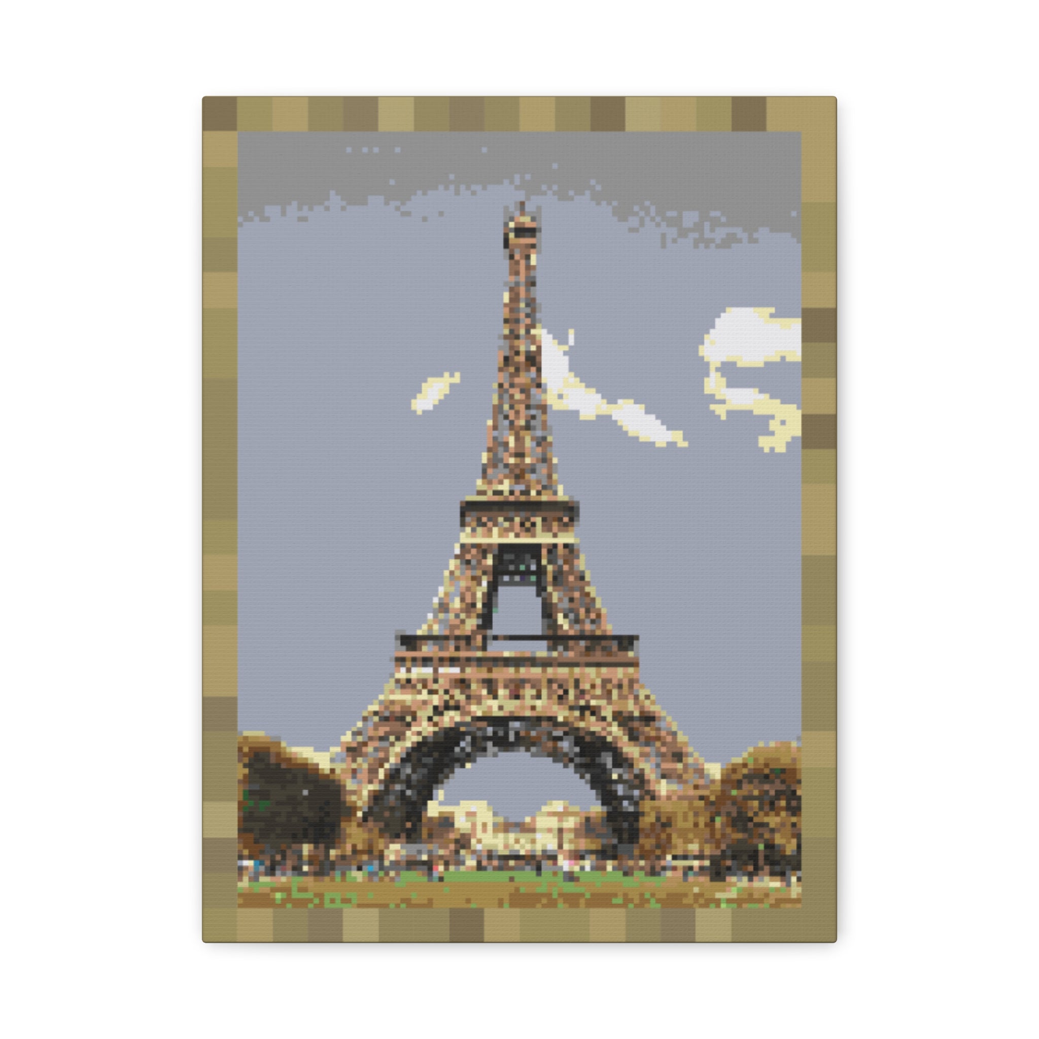 Eiffel Tower Pixel-Style Matte Canvas Print
