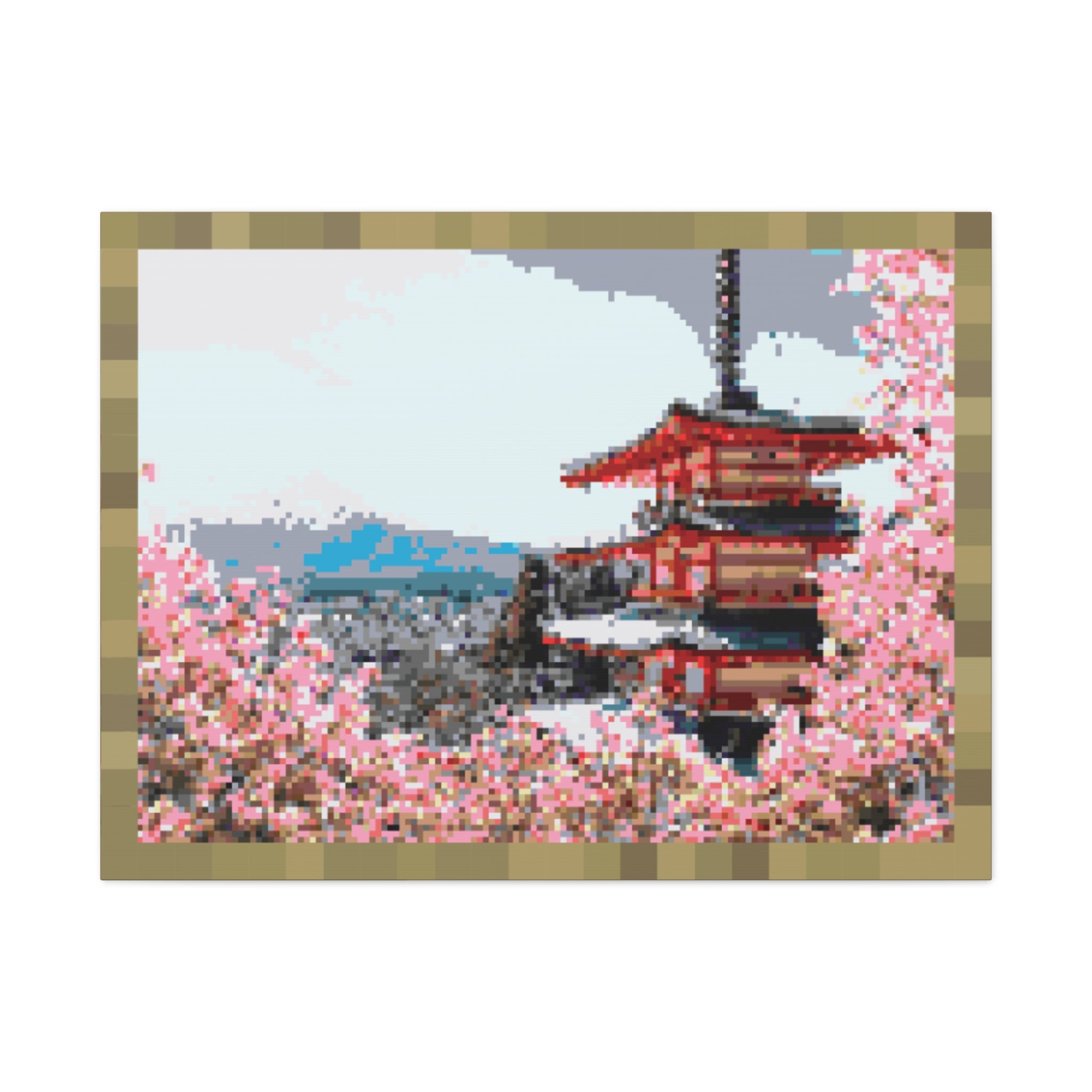 Japanese Cherry Blossom Name Pixel-Style Matte Canvas Print