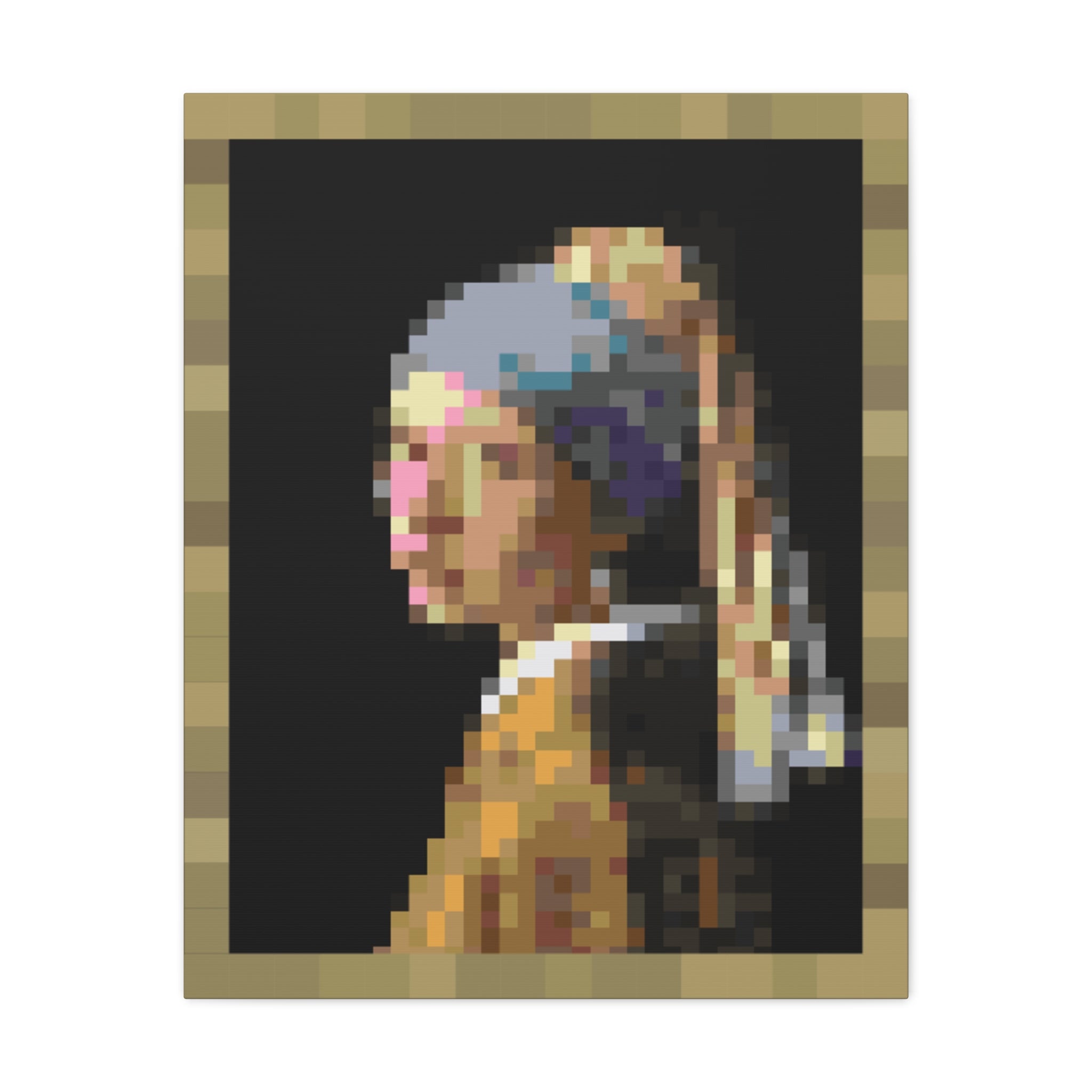 Girl with a Pearl Earring Pixel-Style Matte Canvas Print
