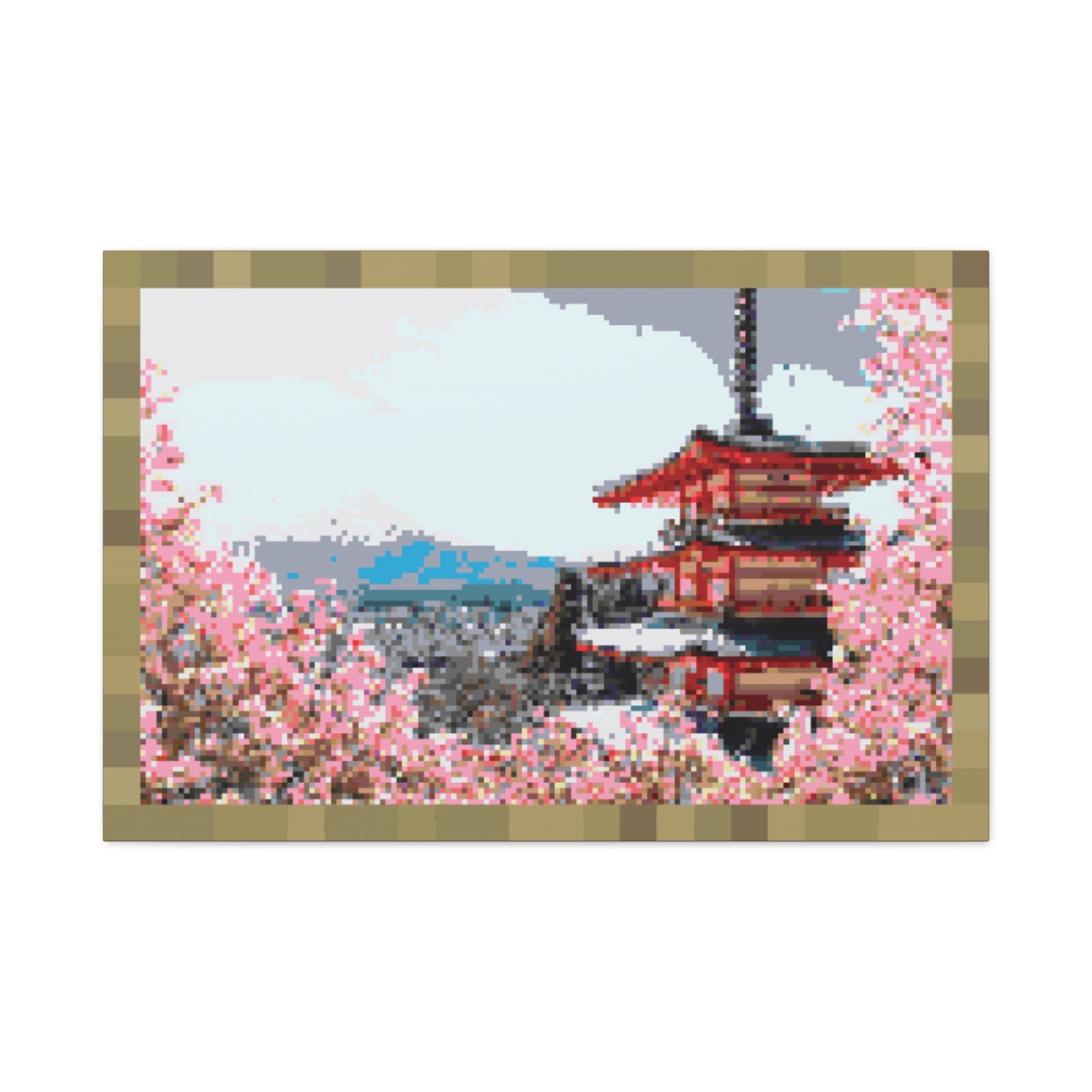 Japanese Cherry Blossom Name Pixel-Style Matte Canvas Print
