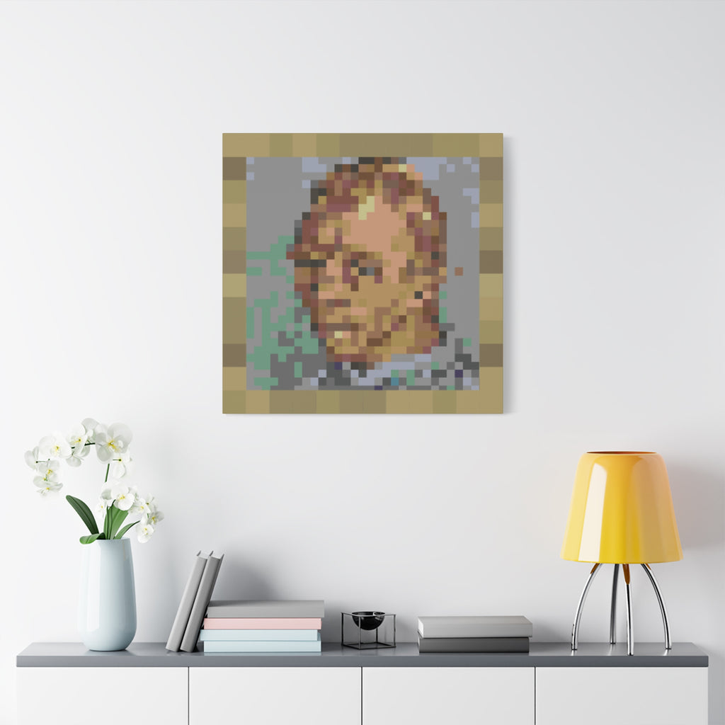 L'artiste Sans Barbe Pixel-Style Matte Canvas Print