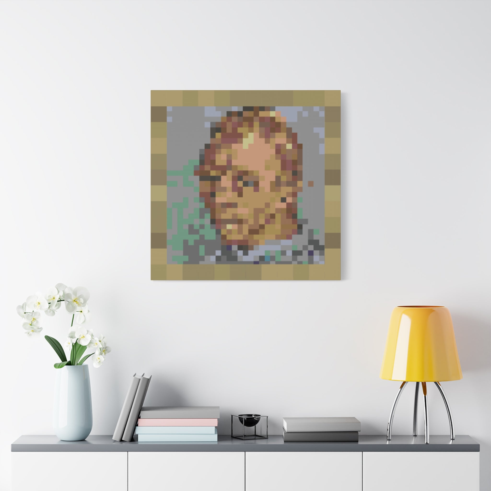 L'artiste Sans Barbe Pixel-Style Matte Canvas Print