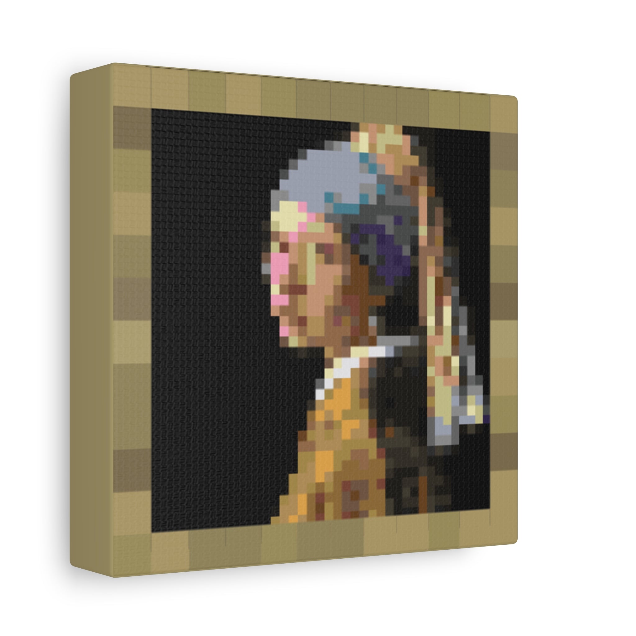 Girl with a Pearl Earring Pixel-Style Matte Canvas Print