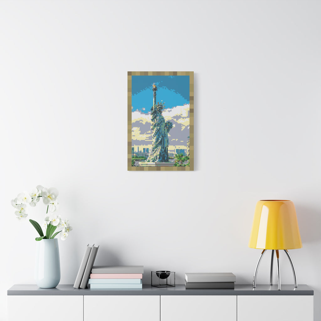 Statue of Liberty Pixel-Style Matte Canvas Print