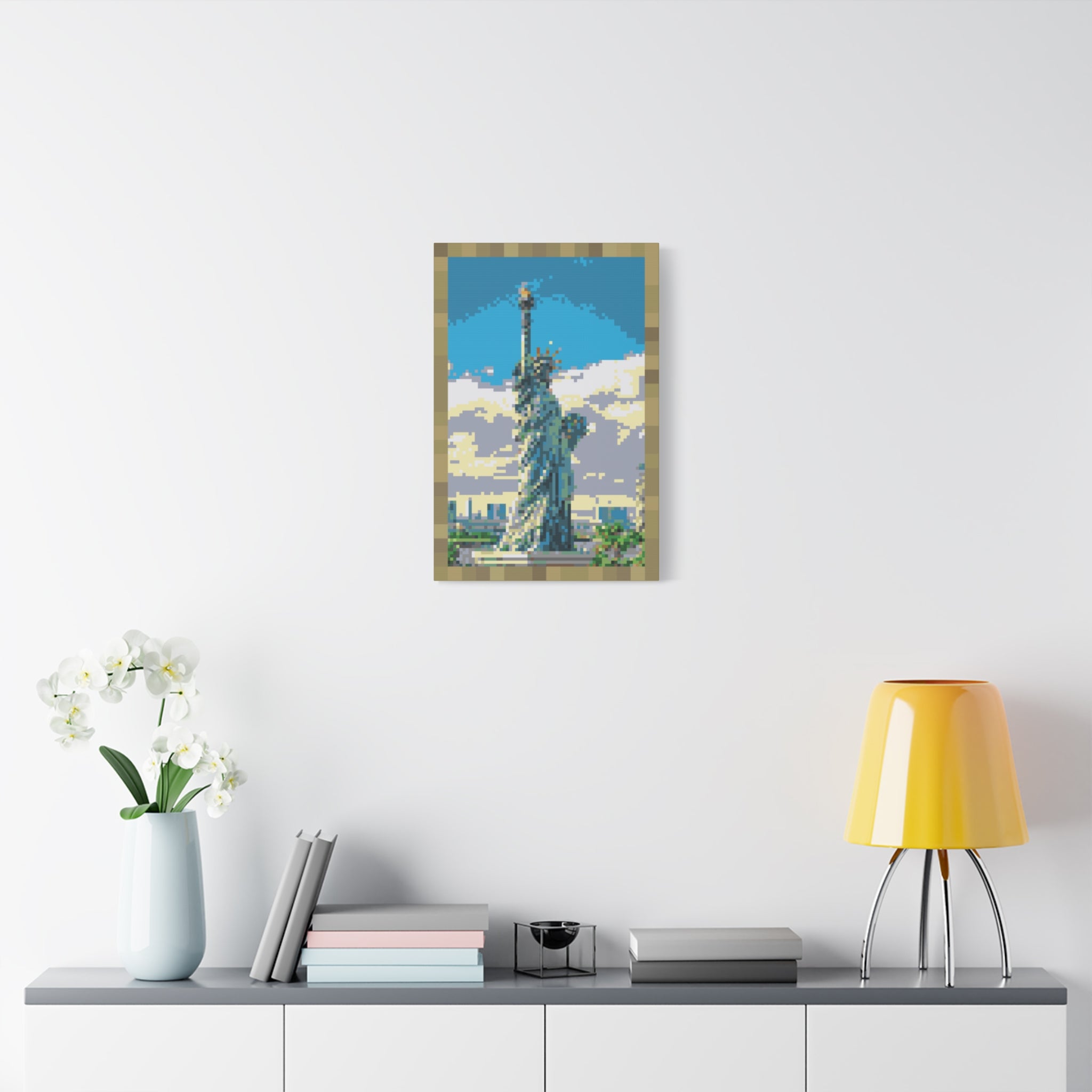 Statue of Liberty Pixel-Style Matte Canvas Print