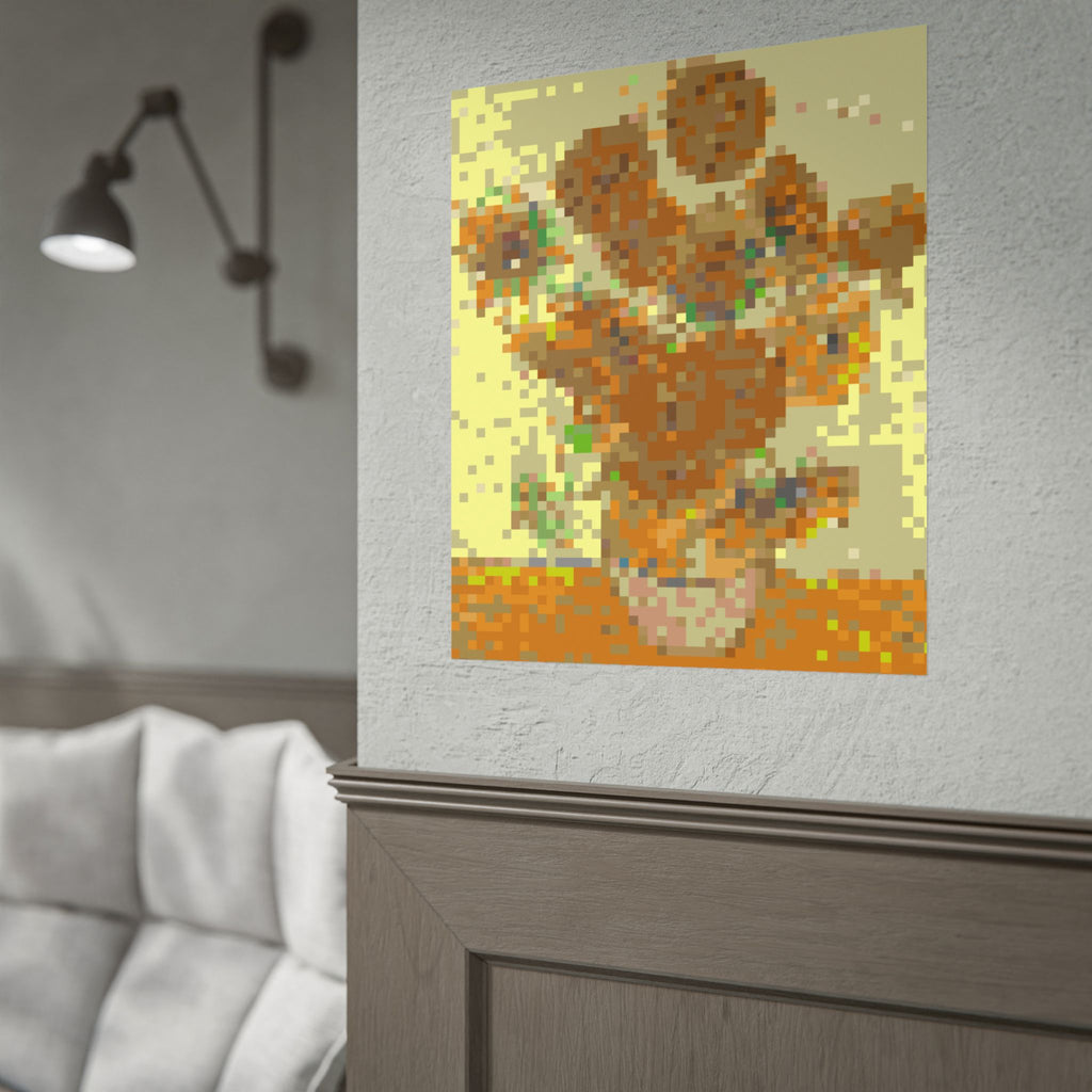 Sunflowers Pixel-Style Rolled Art Print