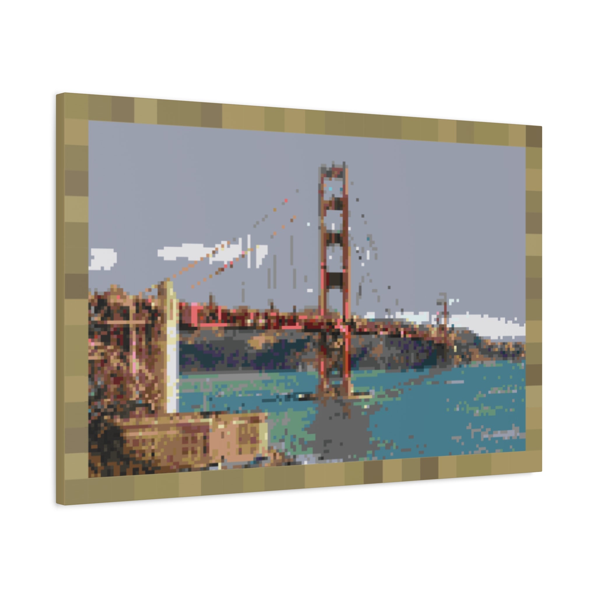 Golden Gate Bridge Pixel-Style Matte Canvas Print
