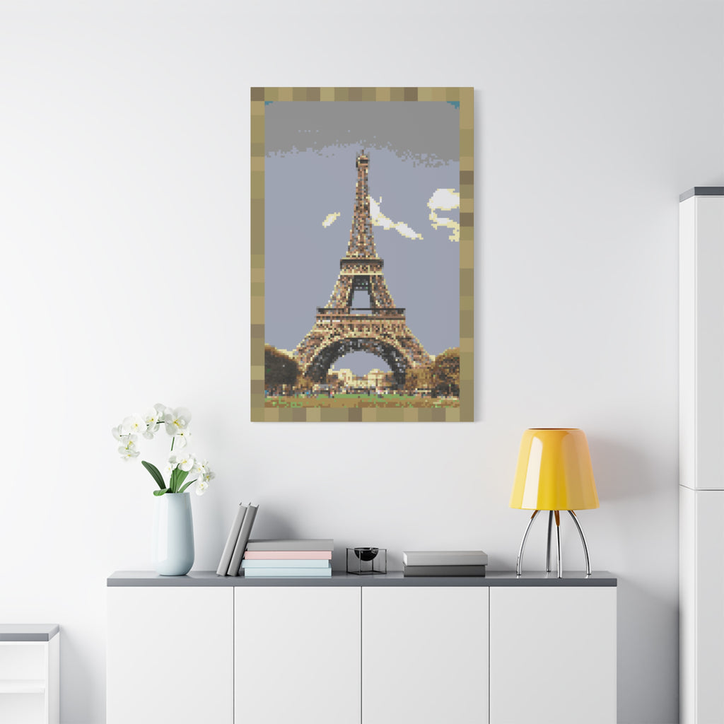 Eiffel Tower Pixel-Style Matte Canvas Print