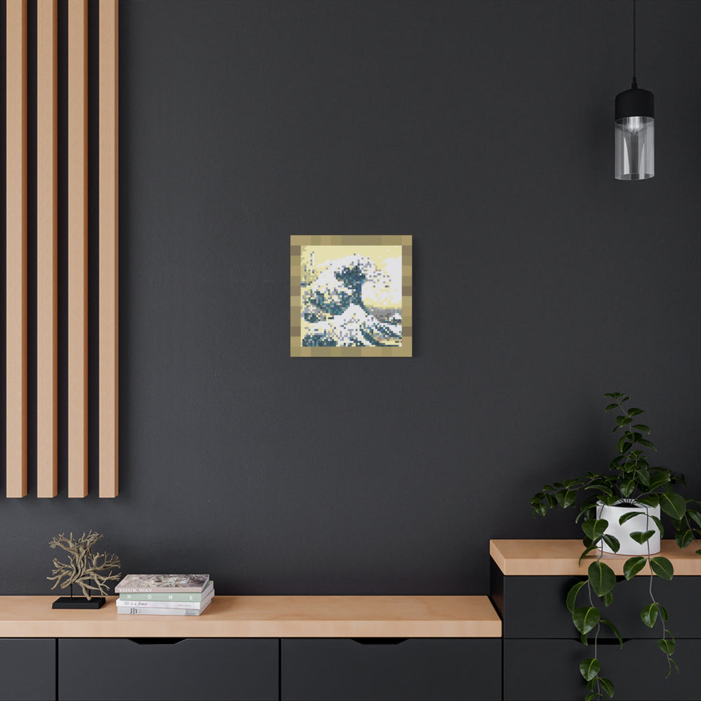 The Great Wave Pixel-Style Matte Canvas Print