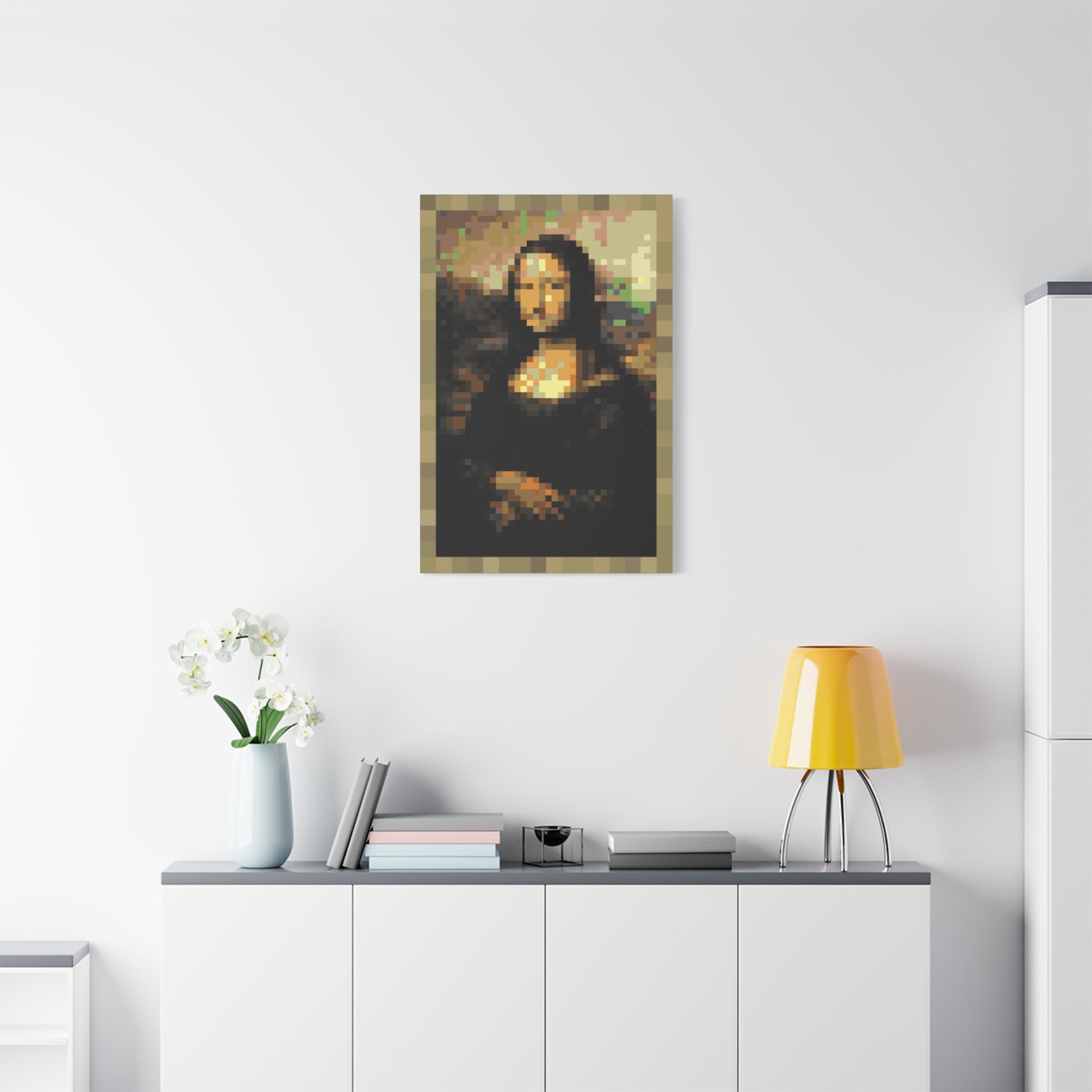 Mona Lisa Pixel-Style Matte Canvas Print