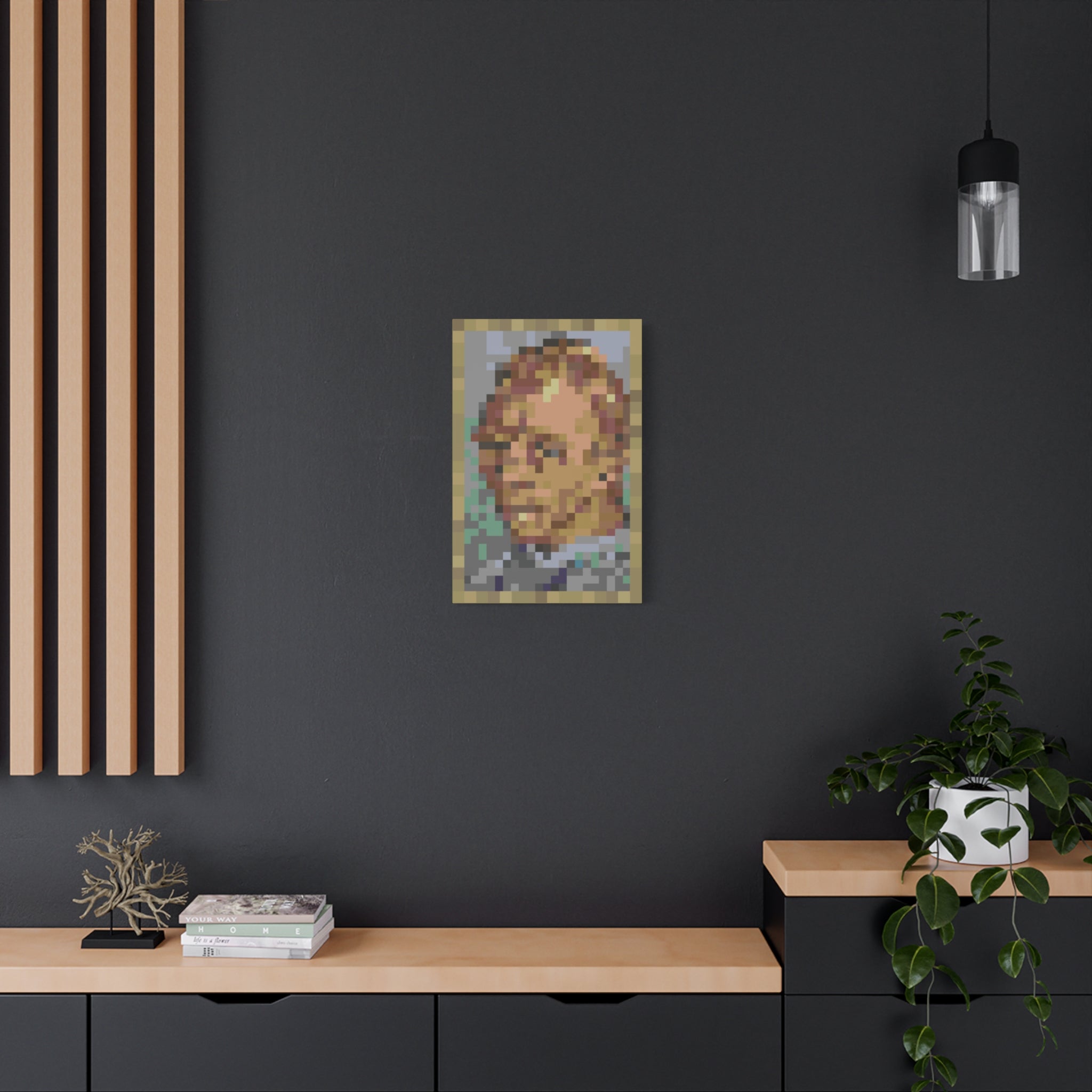 L'artiste Sans Barbe Pixel-Style Matte Canvas Print