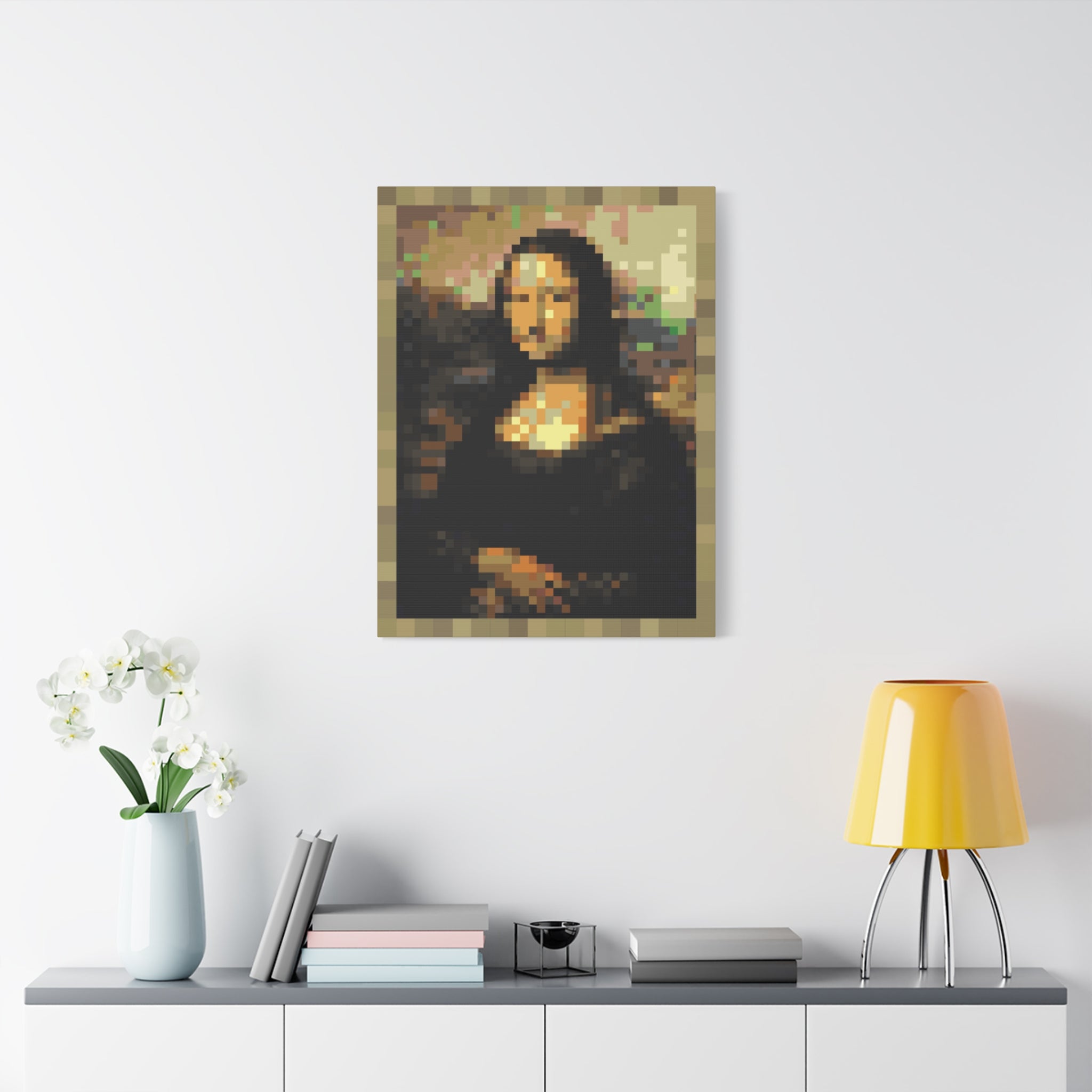 Mona Lisa Pixel-Style Matte Canvas Print