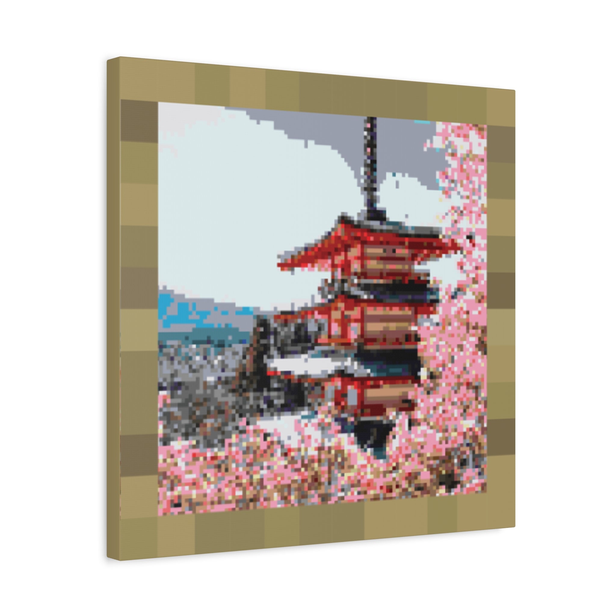 Japanese Cherry Blossom Name Pixel-Style Matte Canvas Print