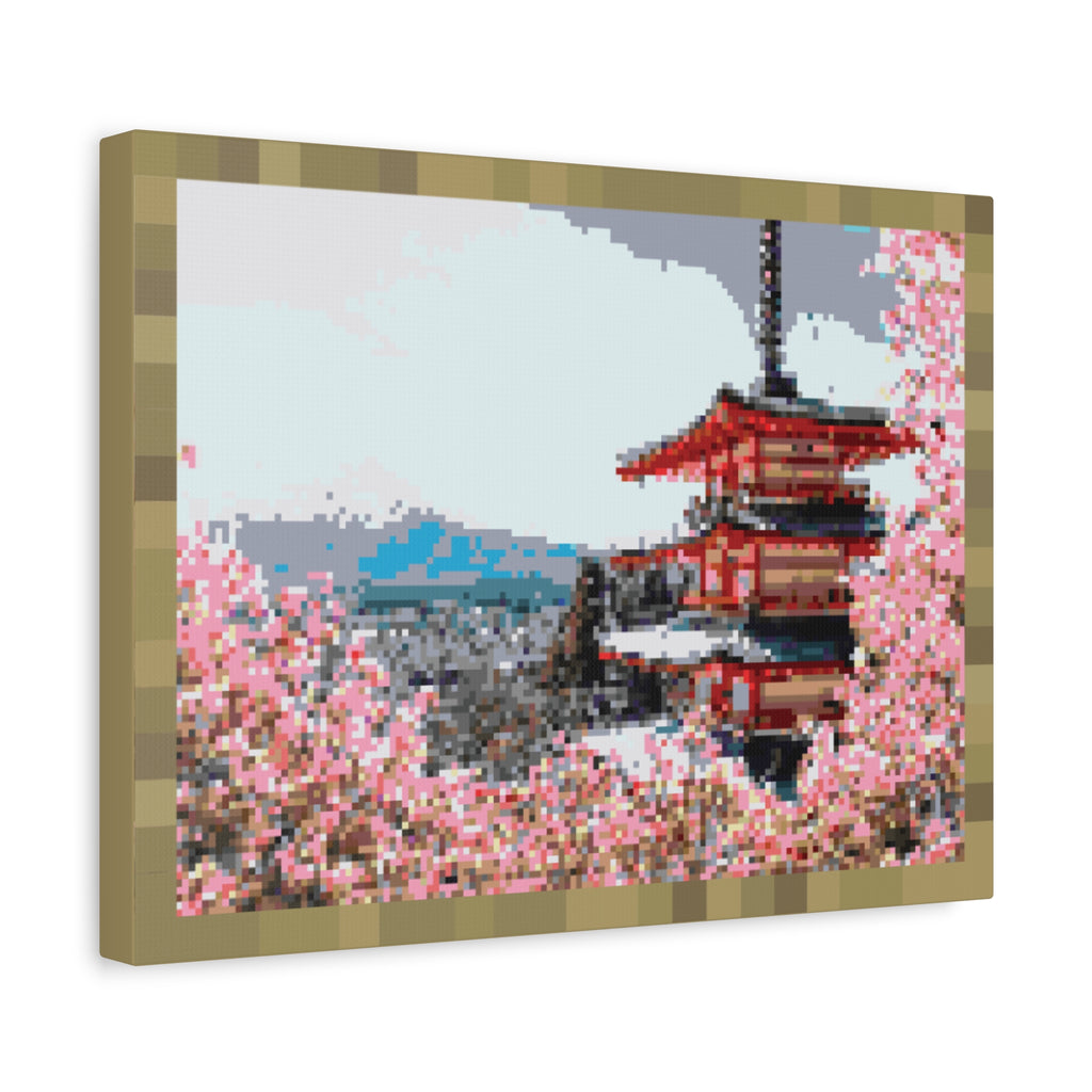 Japanese Cherry Blossom Name Pixel-Style Matte Canvas Print