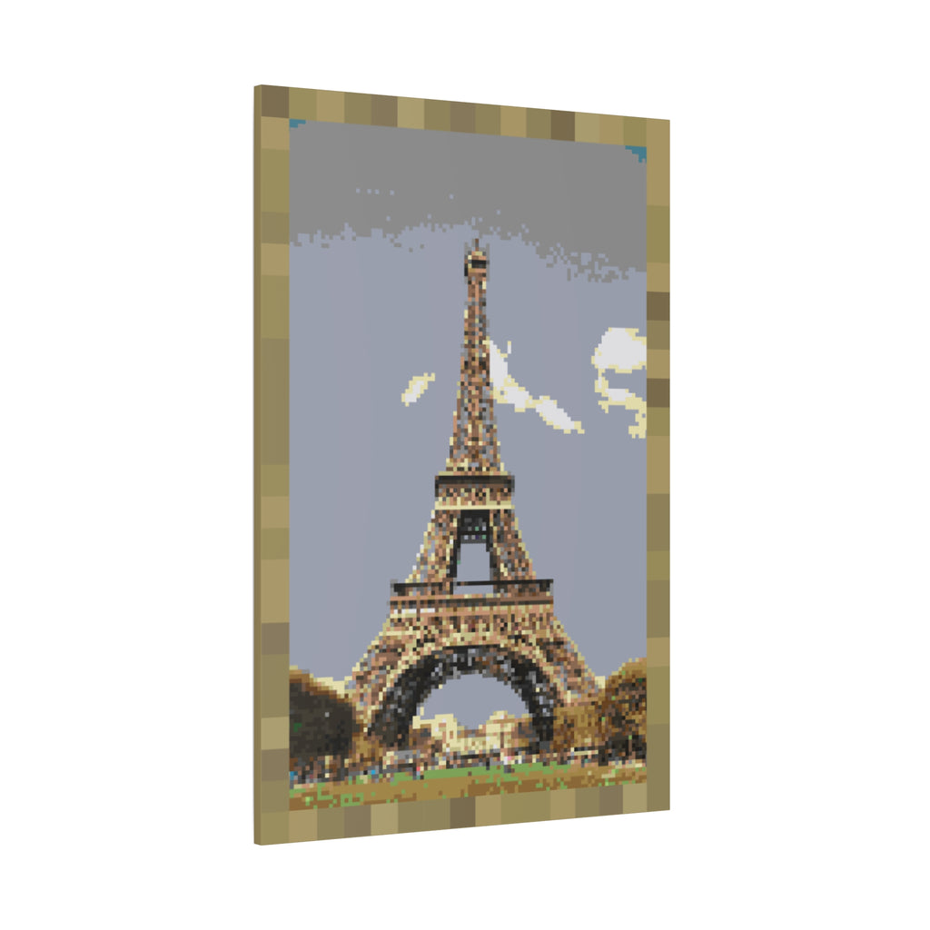 Eiffel Tower Pixel-Style Matte Canvas Print