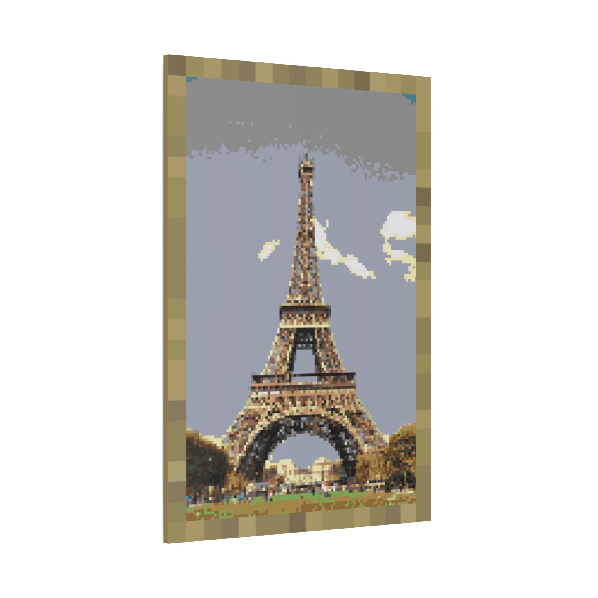 Eiffel Tower Pixel-Style Matte Canvas Print
