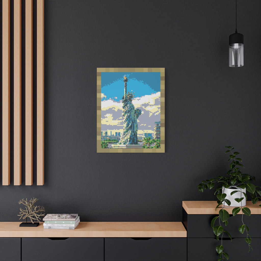 Statue of Liberty Pixel-Style Matte Canvas Print