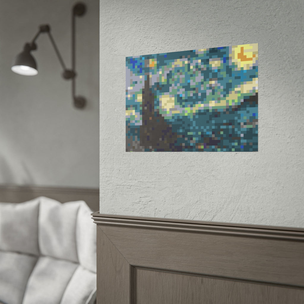 Starry Night Pixel-Style Rolled Art Print