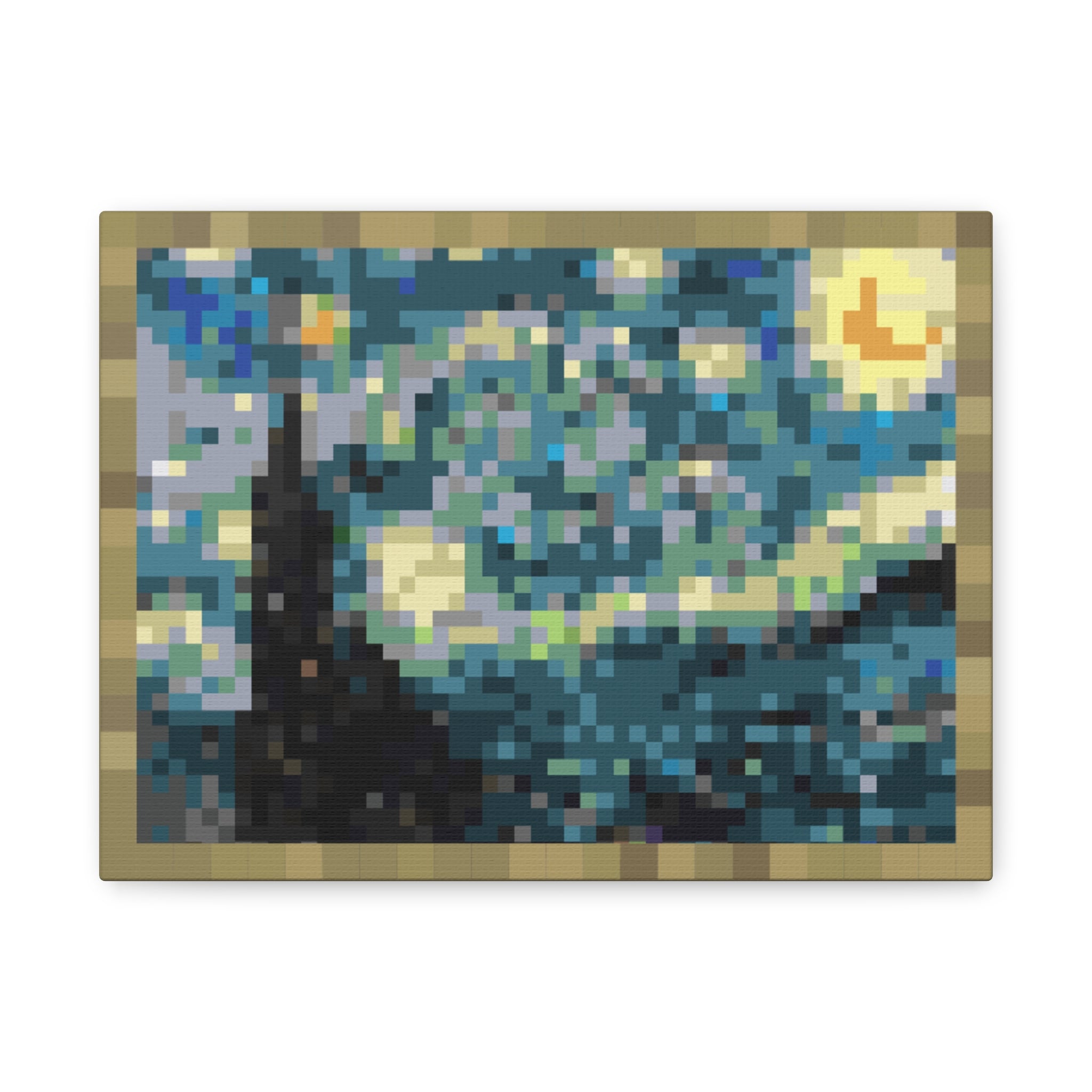 Starry Night Pixel-Style Matte Canvas Print