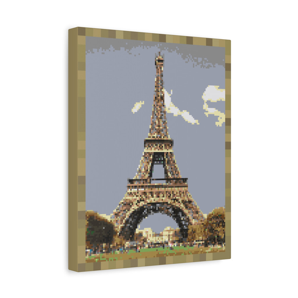 Eiffel Tower Pixel-Style Matte Canvas Print