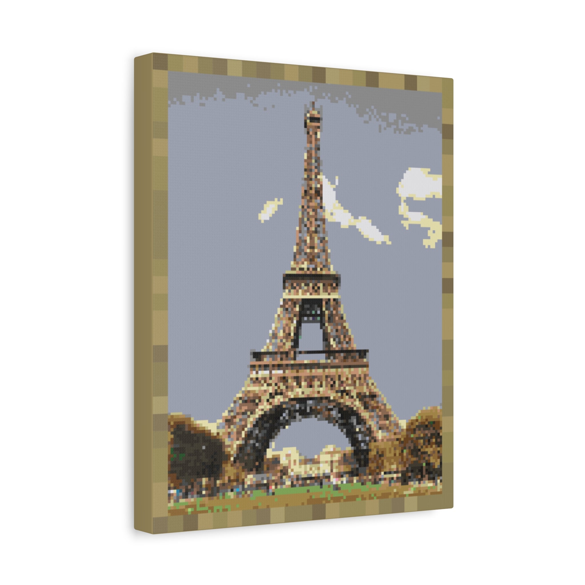 Eiffel Tower Pixel-Style Matte Canvas Print