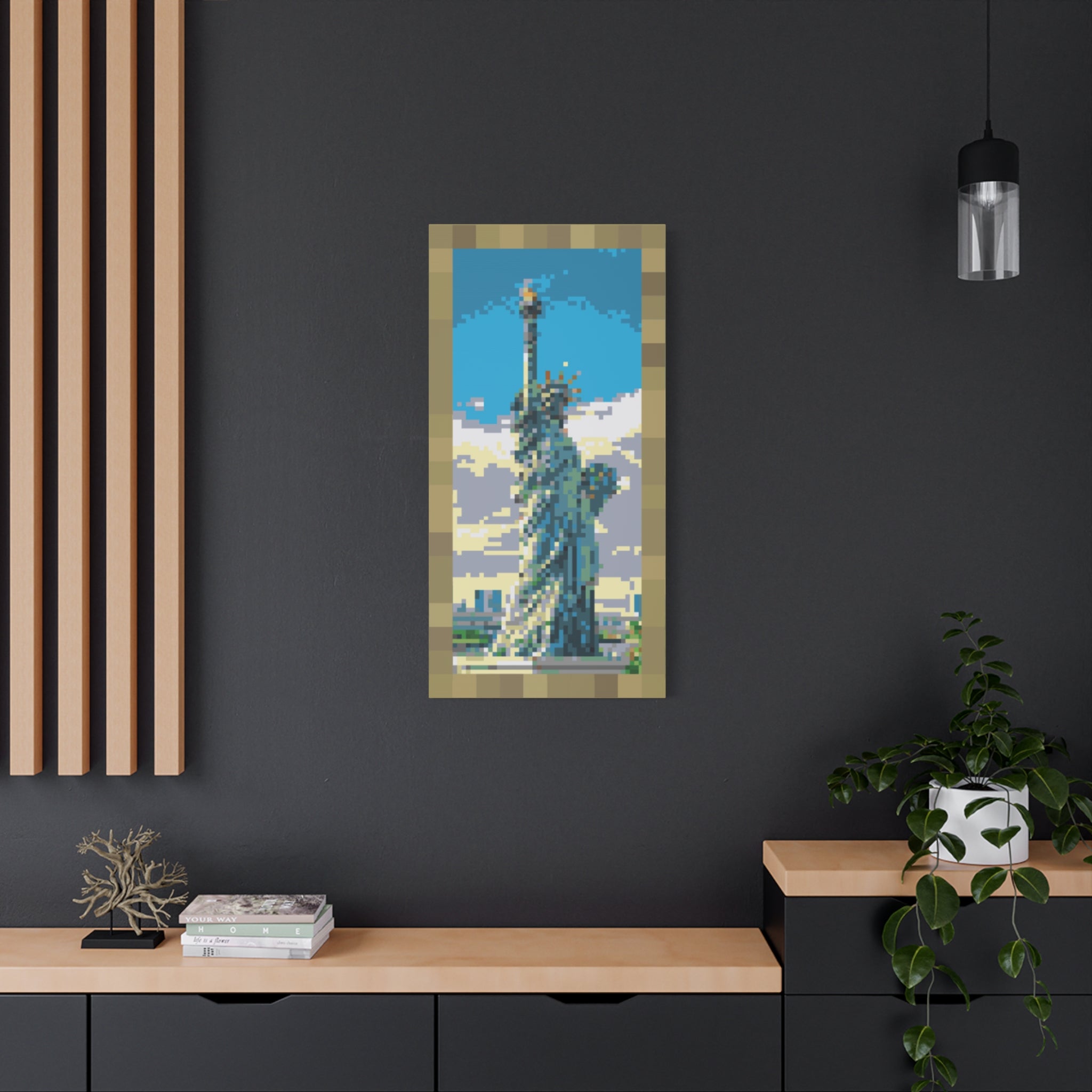 Statue of Liberty Pixel-Style Matte Canvas Print