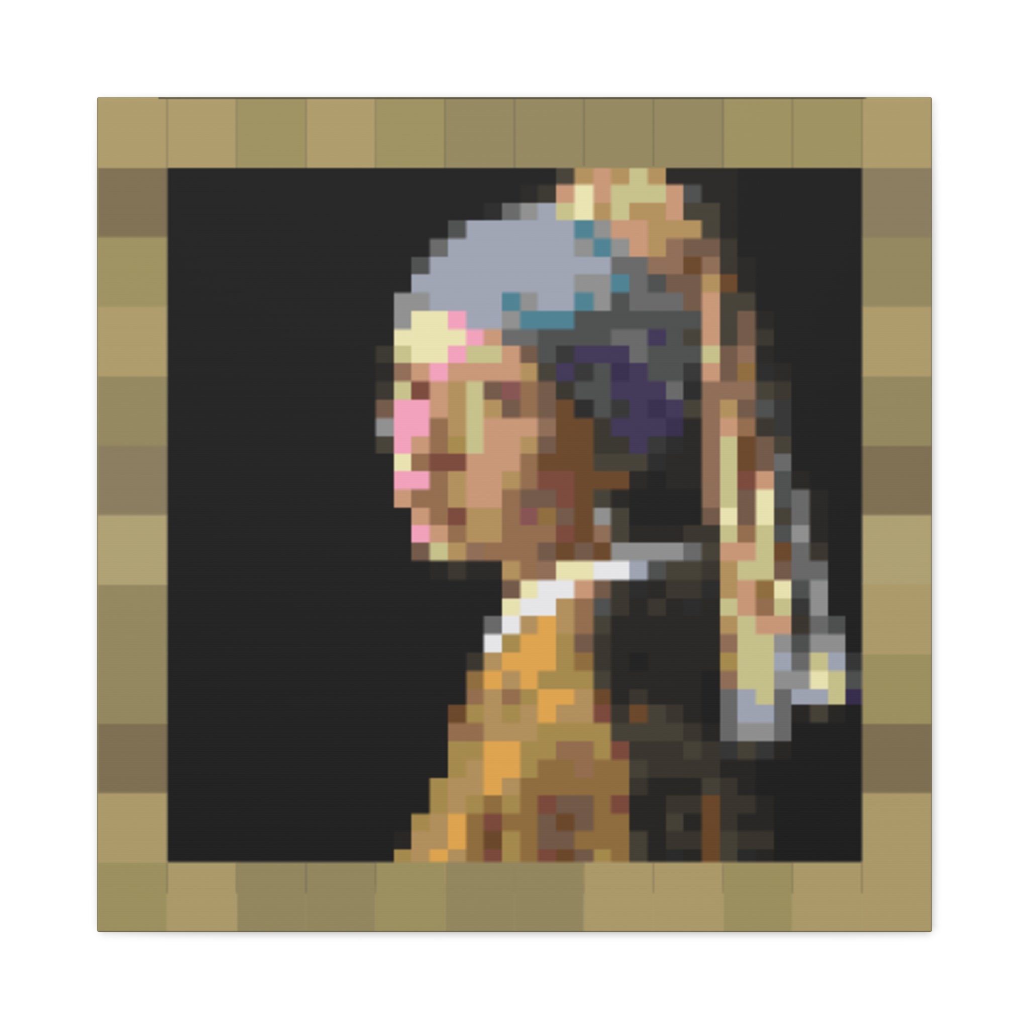 Girl with a Pearl Earring Pixel-Style Matte Canvas Print