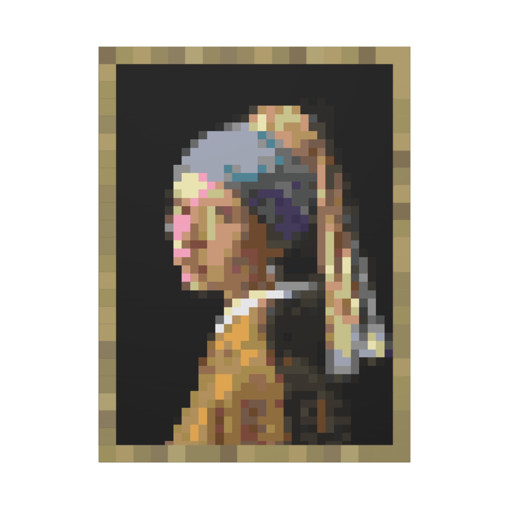 Girl with a Pearl Earring Pixel-Style Matte Canvas Print