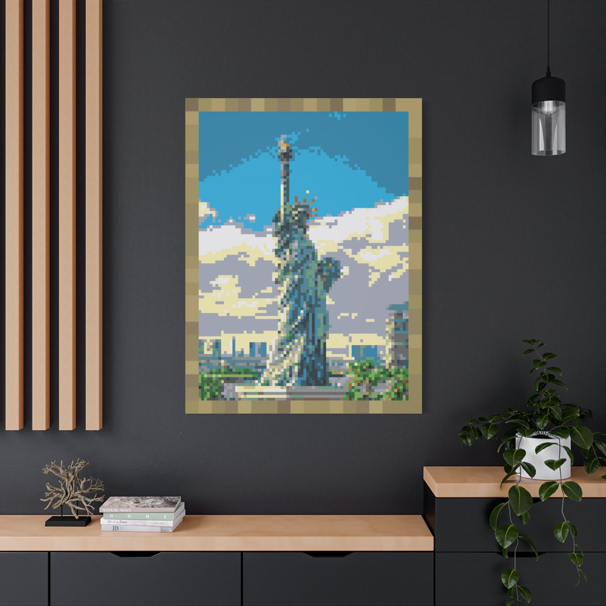 Statue of Liberty Pixel-Style Matte Canvas Print