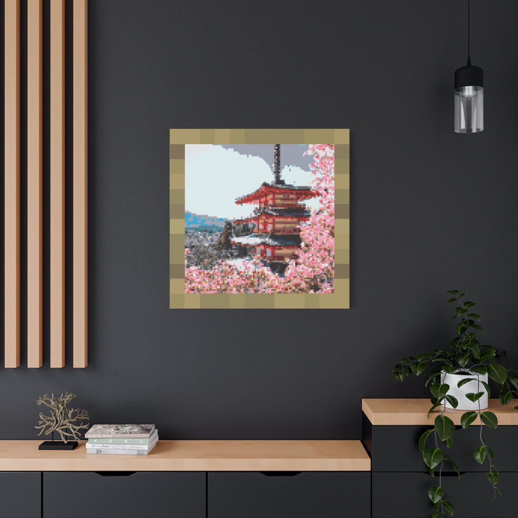 Japanese Cherry Blossom Name Pixel-Style Matte Canvas Print