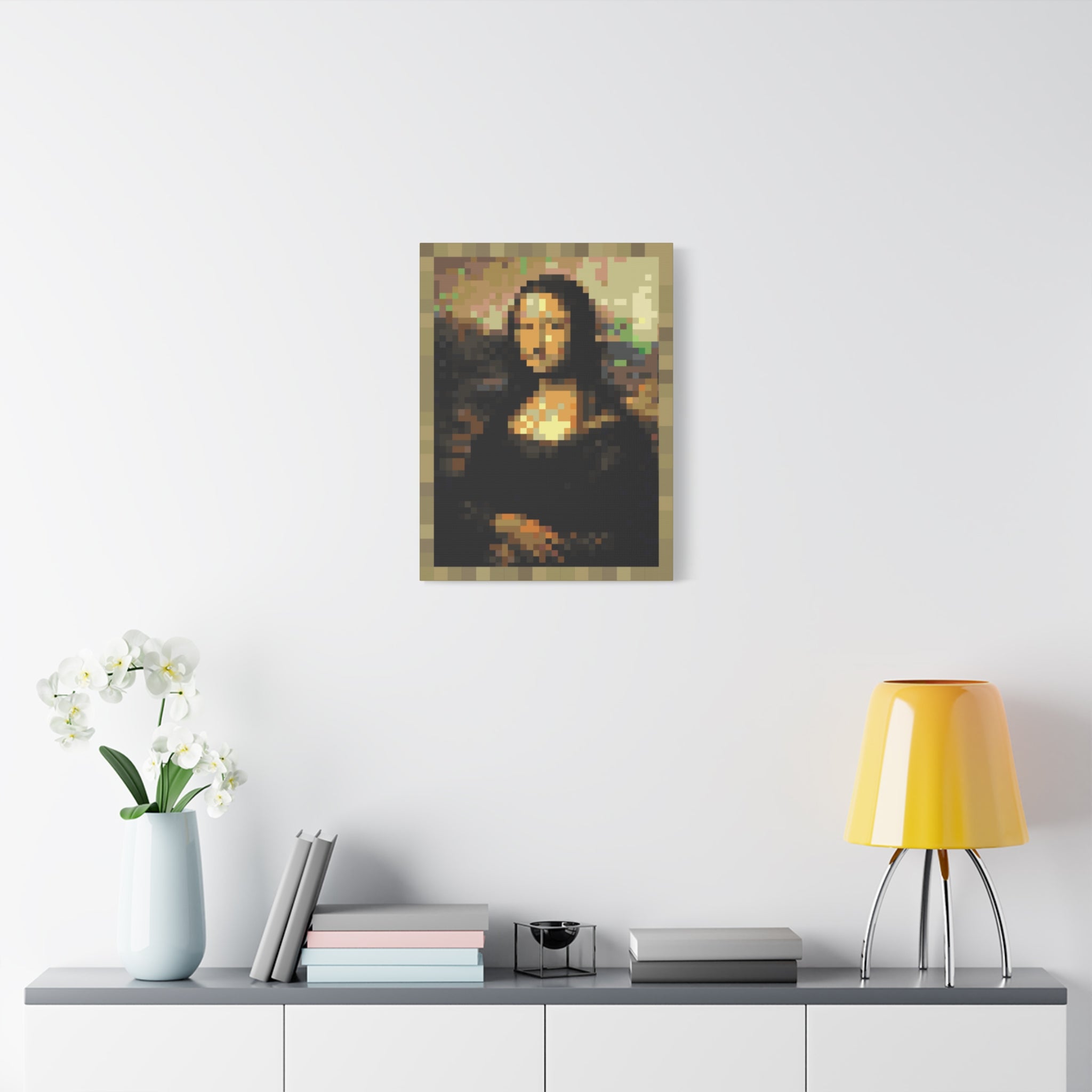 Mona Lisa Pixel-Style Matte Canvas Print