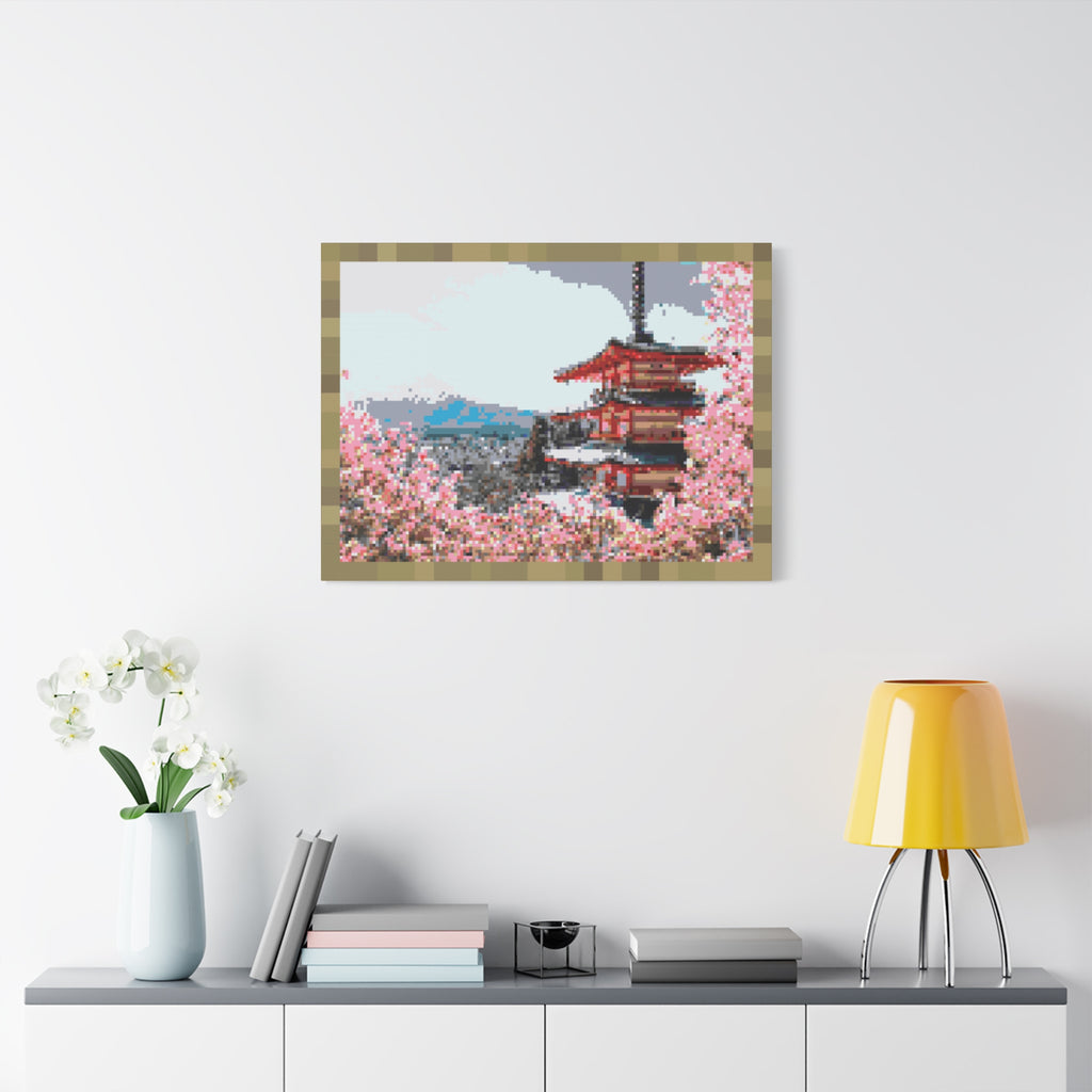 Japanese Cherry Blossom Name Pixel-Style Matte Canvas Print
