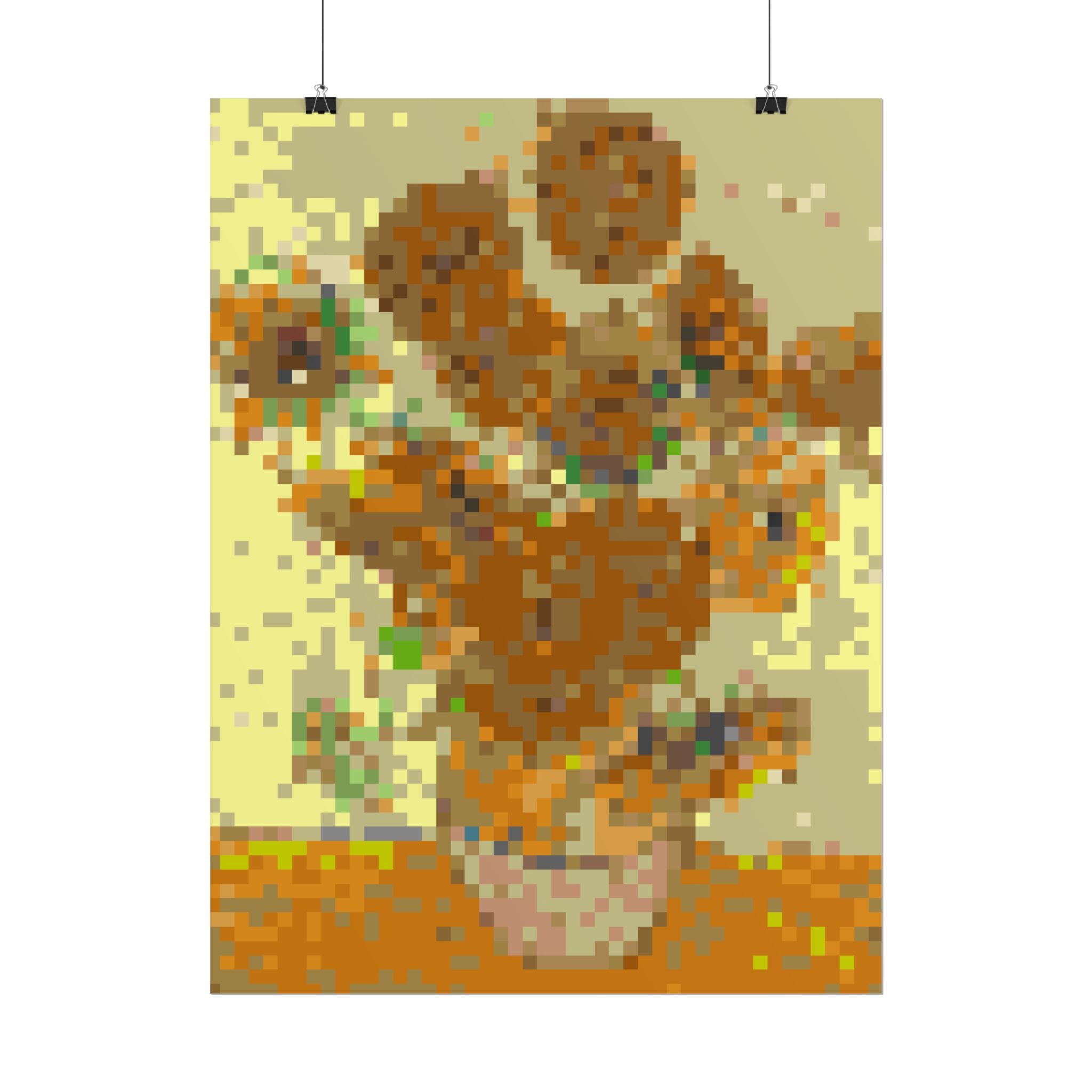 Sunflowers Pixel-Style Rolled Art Print