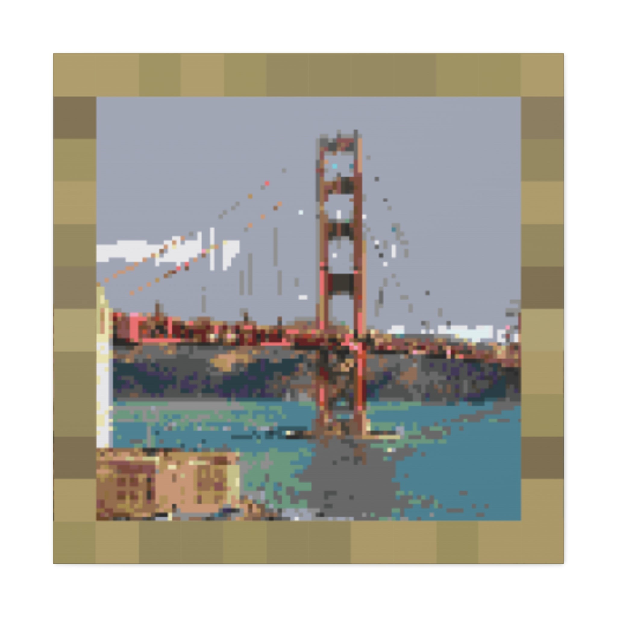Golden Gate Bridge Pixel-Style Matte Canvas Print