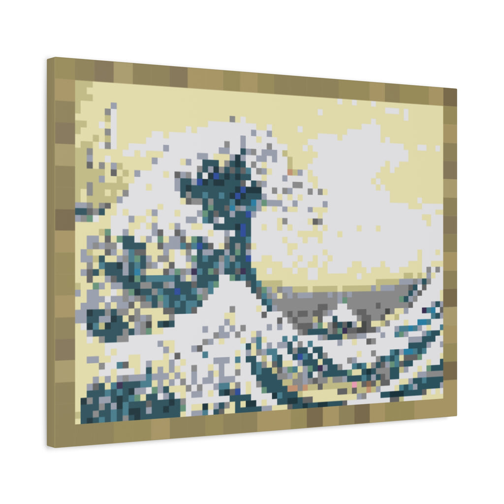 The Great Wave Pixel-Style Matte Canvas Print