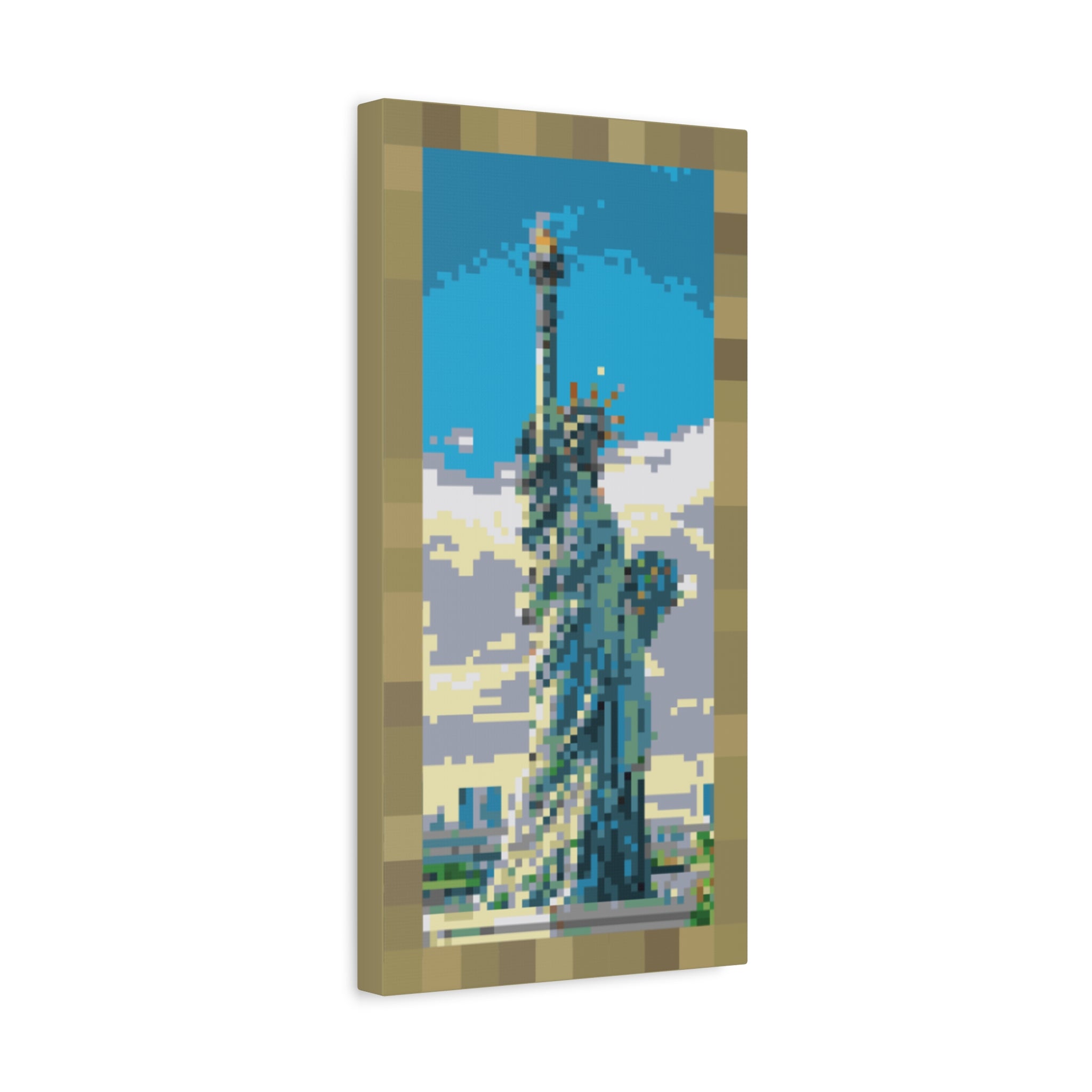 Statue of Liberty Pixel-Style Matte Canvas Print