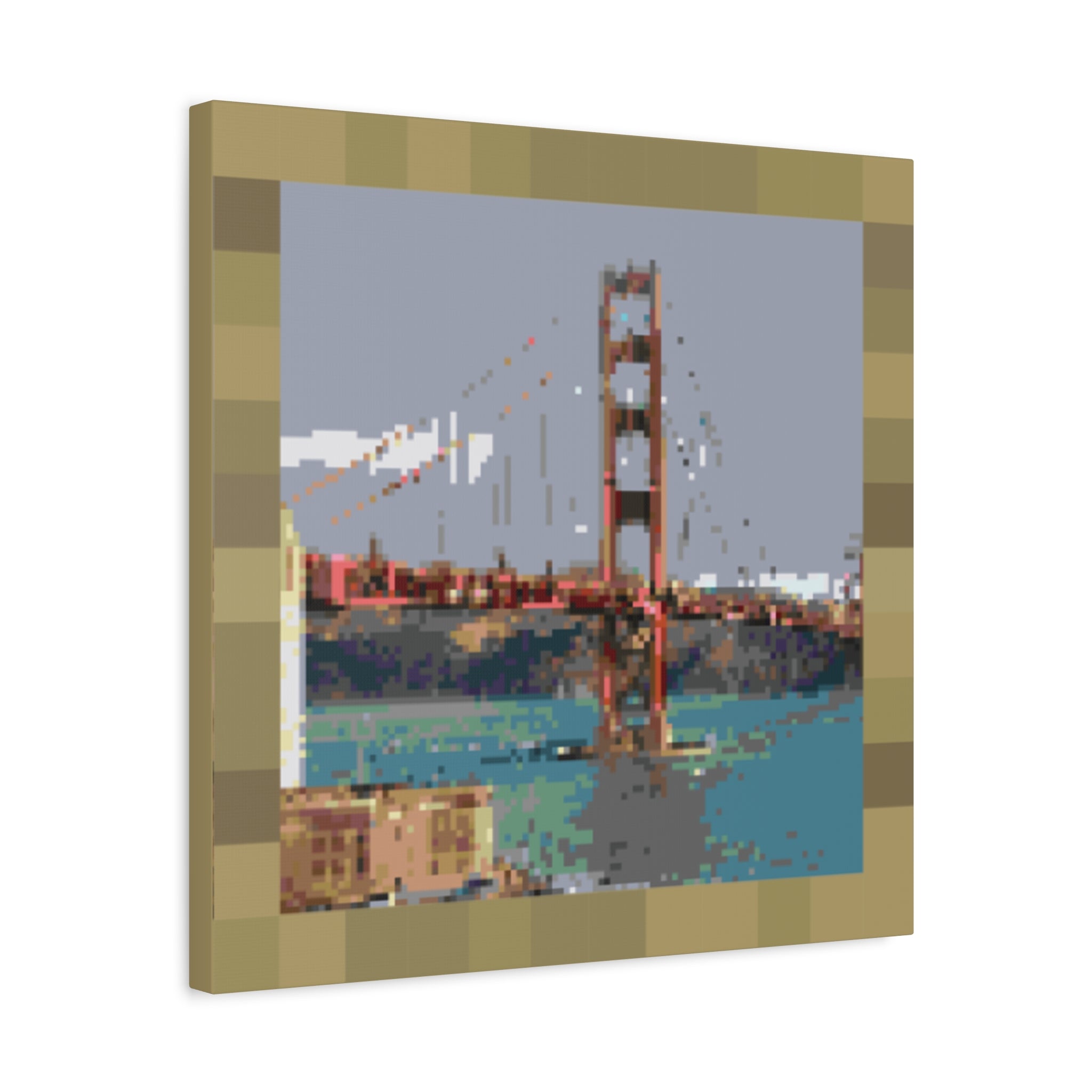Golden Gate Bridge Pixel-Style Matte Canvas Print